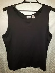 Chicos 2 L 12 womens Classic black tank top shell Sleeveless Cami - Picture 1 of 5