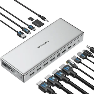 WAVLINK 4x DisplayPort DisplayLink Dockingstation Dual 8K@60Hz Quad 4K@60Hz - Bild 1 von 9