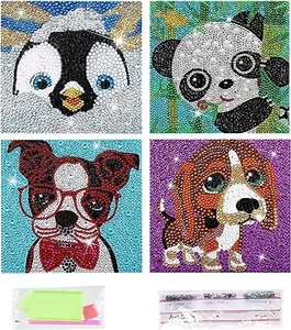4 Pack Cartoon Animals Diamond Painting Art Kits for Kids Adults Beginners - Picture 1 of 7
