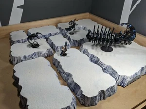 Wargaming Terrain - Large Box Set of Platform Hills Snow Finish - Picture 1 of 9