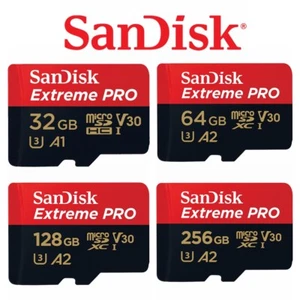 Micro SD Extreme Pro SanDisk 32GB 64G 128G 512G SD Memory Card 4K UHD A2 200MB/s - Picture 1 of 11