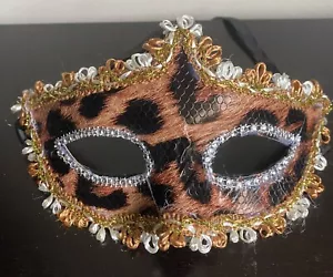Adult Animal Print Venetian Fox Impression Masquerade Mask - Picture 1 of 4