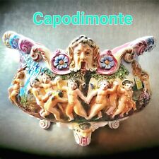Antique Capodimonte Centerpiece Bowl 19Century With Putti cherubs handpainted