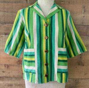 Vintage 60’s Mod Button Striped Blazer Jacket Size XS/S Cotton Woven - Bild 1 von 7
