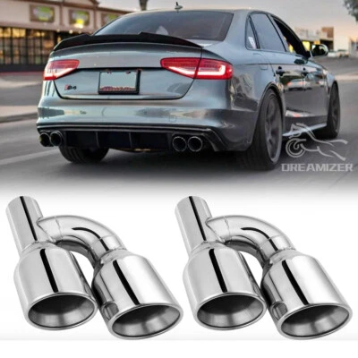 Puntas de escape de pared dobles de acero inoxidable para Audi S3 S4 S5 S6 S7 de 2,5" en cuádruple de 4" en salida Foto 1 de 4