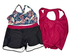 Holipick 3 Piece Plus Size Tankini Swimsuit with Sports Bra & Boy Shorts Top - Picture 1 of 5