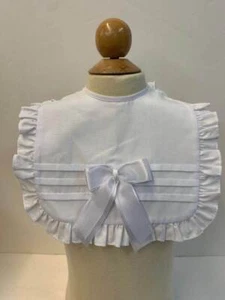 Will'beth Baby Girl Fancy White Bib w/bow Christening One Size NWT - Picture 1 of 2