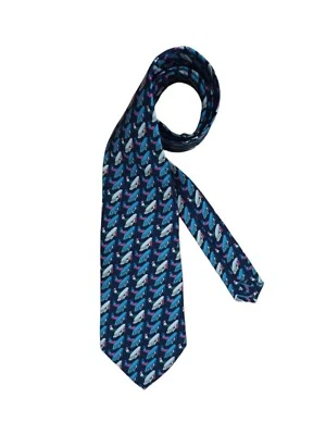 🆕Corbata de seda geométrica azul NAZARENO GABRIELLI ITALIA 57"/3,7" NUEVA CON ETIQUETAS Foto 1 de 4