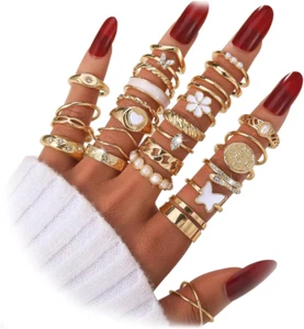 Gold Knuckle Rings Set for Women, Dainty Simple Trendy Cute Stackable Finger Rin - Picture 1 of 9