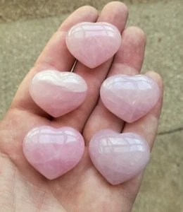 Rose Quartz Crystal Heart Gemstone Palmstone Natural Healing Stones Love 1x 32mm - Picture 1 of 3