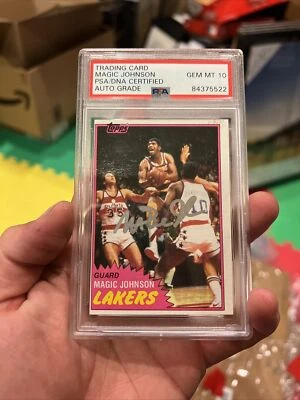 Autographed Magic Johnson Signed 1981 Topps #21 Lakers PSA Signature Graded 10 - Image 1 of 4