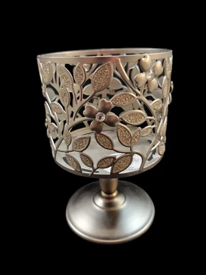 Bath & Body Works Dogwood 3 Mechas Candelabro Manga Pedestal Plata Metal 7" Foto 1 de 4