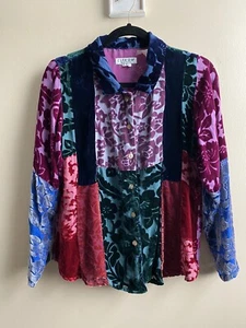 Blusa CITRON Santa Monica Para Mujer Manga Larga Botón Colorido Floral Patchwork - Imagen 1 de 5