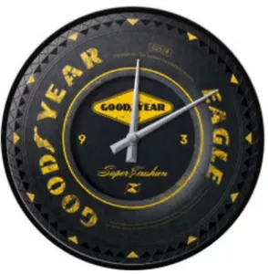 Retro Wall Clock GOOD YEAR - GARAGE 30cm Metal & Glass Licensed black - Foto 1 di 2
