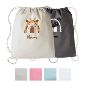 Personalised PE Bag Cotton Any Name Drawstring Cotton Gymsac Swim School Sport - Picture 1 of 33