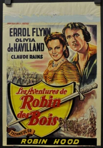 ADVENTURES OF ROBIN HOOD R1950'S ORIGINAL 14X21 BELGIUM MOVIE POSTER ERROL FLYNN - Picture 1 of 1