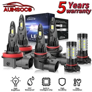 LED Headlights Bulbs High Low Beam Fog Light For GMC Sierra 1500 2007-2013 White - Picture 1 of 17