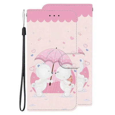 Flip Cute Love Bear Leather Card Slot Wallet Stand Covers For Various Phone Case - Image 1 of 4