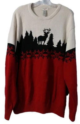 Suéter de punto para hombre talla 2x rojo negro Fair Isle ciervo escénico invierno Navidad  Foto 1 de 4