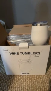 12-Pack 12oz Wine Tumblers - BPA-Free Stainless Steel Travel Mugs with Straws - Picture 1 of 2