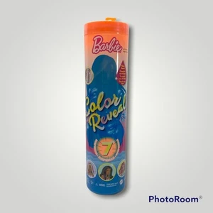 Barbie Color Reveal Metallic Sunny N' Cool Serie Puppe 7 Überraschungen Orange Tube - Bild 1 von 12
