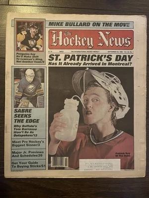 26 de septiembre de 1986 The Hockey News - Primera portada icónica de Patrick Roy - Vol. 40 Nº 1 Foto 1 de 2