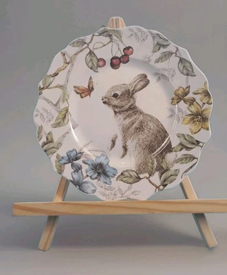 Sofie The Bunny Porcelain Salad Plate Pier 1 Imports Scalloped Discontinued 8.5" - Image 1 of 4