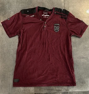 Projek Raw Herren Hemd Gr. XLarge rot schwarz Borte bestickt Logos Henley - Bild 1 von 3