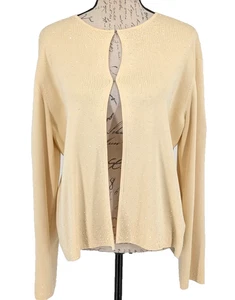 VTG Pastel Yellow Silk Cotton Sweater Size XL Rena Rowan Sparkles Cocktails - Picture 1 of 16