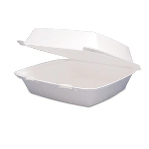 Dart® Foam Container, Hinged Lid, 1-Comp, 8 3/8 x 7 7/8 x 3 1/4, 200/Carton - Picture 1 of 10