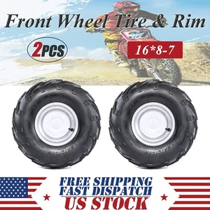 2PC 16x8x7 16x8-7 16/8-7 16x8.00-7 Tire Rim Wheel 3 Lug For ATV Quad 110cc 125cc - Picture 1 of 10