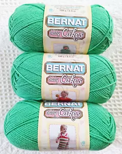 Bernat Baby Cakes Yarn, Shamrock (Green), Cotton-Acrylic, Full Skeins, LOT of 3 - Picture 1 of 4