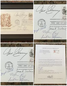 1984 Framed FDC Signed by M Puzo, J Michener, T Clancy, W Styron, J Heller w COA - Picture 1 of 5