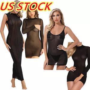 Mini vestido de malla transparente para mujer bikini ropa de playa ceñido al cuerpo tubo vestido transparente - Imagen 1 de 41