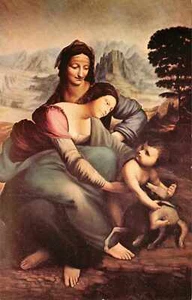 Postal Santa Ana la Virgen y el Niño Leonardo Da Vinci - Imagen 1 de 2