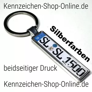 Schlüsselanhänger Silber Kennzeichen Nummernschild Autokennzeichen Anhänger - Bild 1 von 4
