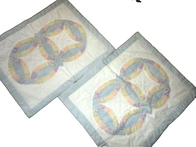 PEM AMERICA PATCHWORK ANILLO INTER-LOCK AZUL GINGHAM (2) FUNDAS DE ALMOHADA ESTÁNDAR   Foto 1 de 4