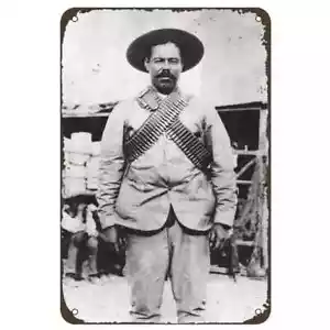 Letrero metálico Pancho Villa (balas) 8x12 vintage México historia revolución - Imagen 1 de 4