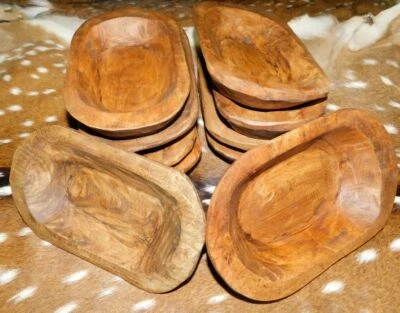 Bandeja zanjadora madera primitiva tazón masa madera tallada 20 rústica decoración del hogar 8-10" Foto 1 de 3