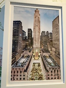 Gray Malin Mini Photography Rockefeller Center NYC 10” X 13.5” White Frame Retro - Picture 1 of 5