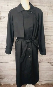 Jacqueline Ferrar Trenchcoat All Weather Women's 12 Black Lined - Picture 1 of 11