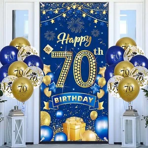 70th Birthday Party Decorations for Men Navy Blue Gold Happy 70th Birthday Ba... - Picture 1 of 7