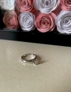 14 KARAT WHITE GOLD SOLITAIRE RING CONTAINING ONE (1) NATURAL DIAMOND - Picture 1 of 5