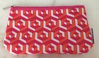 Clinique Jonathan Adler Cosmetic Makeup Bag Pink Orange White Graphic