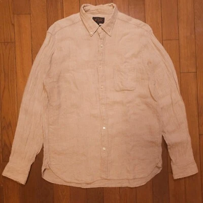 LNWOT BEAMS Plus Made in Japan 100% Flax Textured Oxford Shirt Natural Size XL - Image 1 of 4