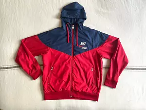 Nike 90's Jacket M Windrunner Vintage Hooded Red Blue Rare Sportswear Logo VGC - Picture 1 of 18