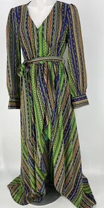 Maxi Vestido Vintage Jean Louis Scherrer Chifón Fluido Playa Evento Talla L Multicolor - Imagen 1 de 12