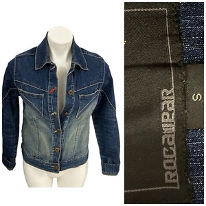 Rocawear Denim Jacket Womens Size Small Blue Work Hip Hop Streetwear Urban - Picture 1 of 18