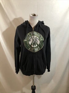 4 Her NBA Milwaukee Bucks Black Zip Front Hoodie - Womens XL, Bust 22.5” - Picture 1 of 4