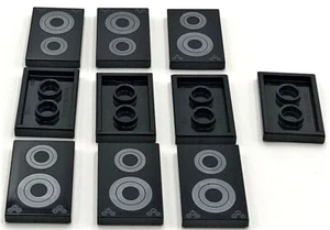 Lego 10 Nuevos Azulejos Negros 2 x 3 con Círculos Concéntricos Plateados Patrón de Placa de Estufa - Imagen 1 de 1